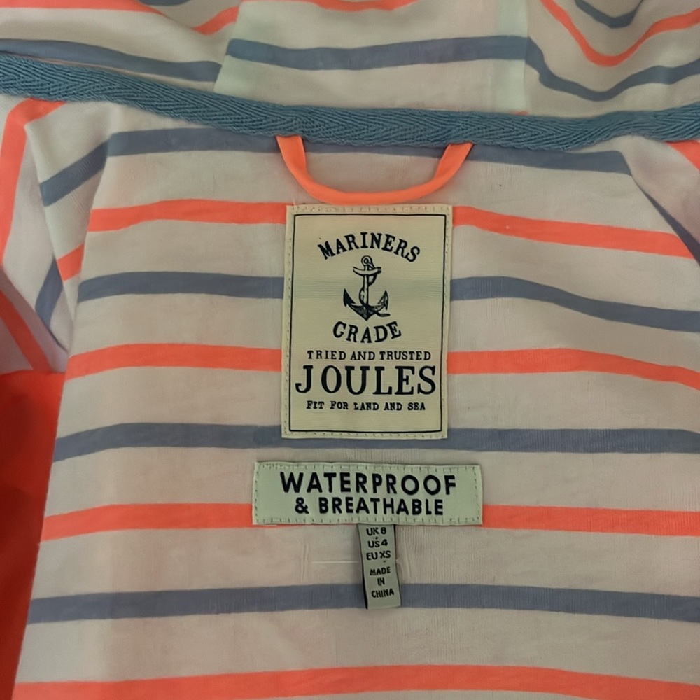 Joules Waterproof & Breathable Neon Orange Hooded jacket size 4 - Picture 11 of 12
